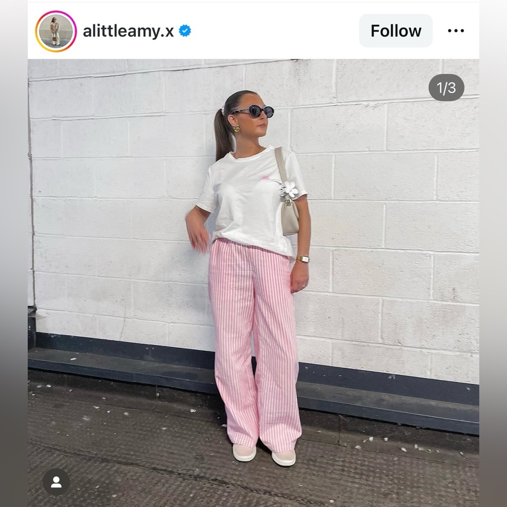 Pink Striped Pajama Pants